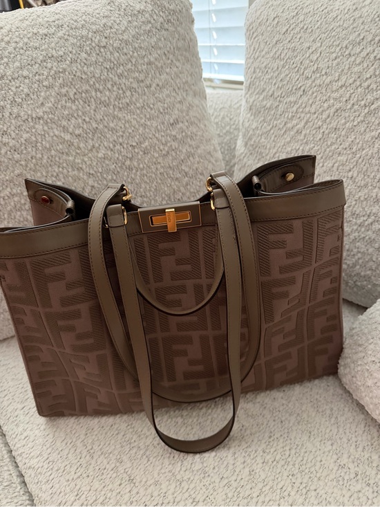 Fendi Handbags - Fendi Brown Zucca Monogram Tote with Gold-Tone Hardware